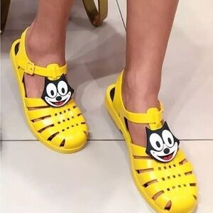 Melissa Yellow Sandals Felix the Cat Sz 9.5B